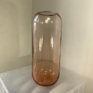 Rose Pink Pill Shaped Aurora Glass Vase 13x6
